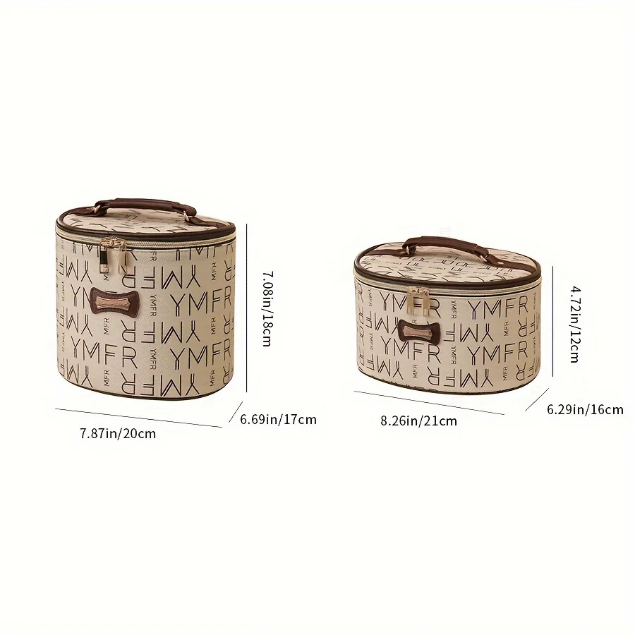 Fashion Letter Print Makeup Bag, Cylinder Cosmetic  Bag, Portable Travel Toiletry Bag