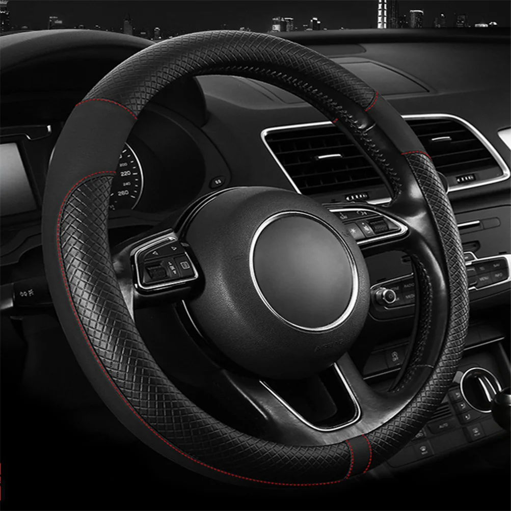 Sport Style PU Leather Steering Wheel Cover Anti-slip Wear-resistant Interior Accessories for Audi Q2 Q3 Q5 A3 A4 A5 S4 S5 S6