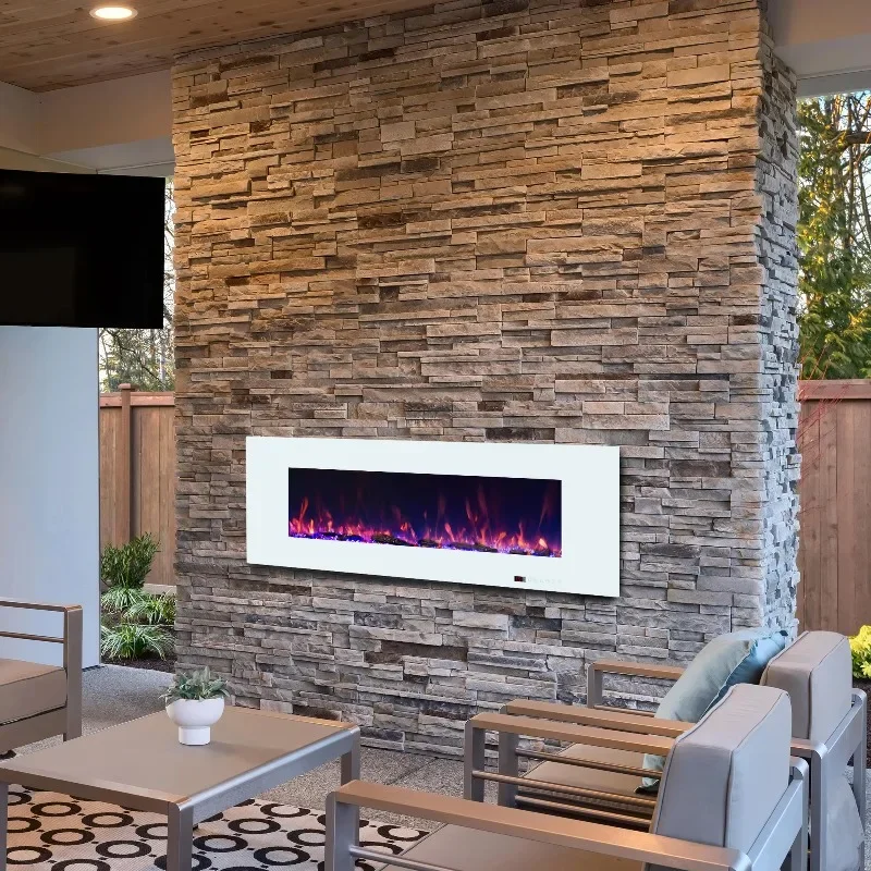 【الأكثر مبيعًا】مدفأة كهربائية بيضاء مقاس 50 بوصة من Luxstar مع لوحة شاشة لمس للتحكم عن بعد معلقة للاستخدام المنزلي