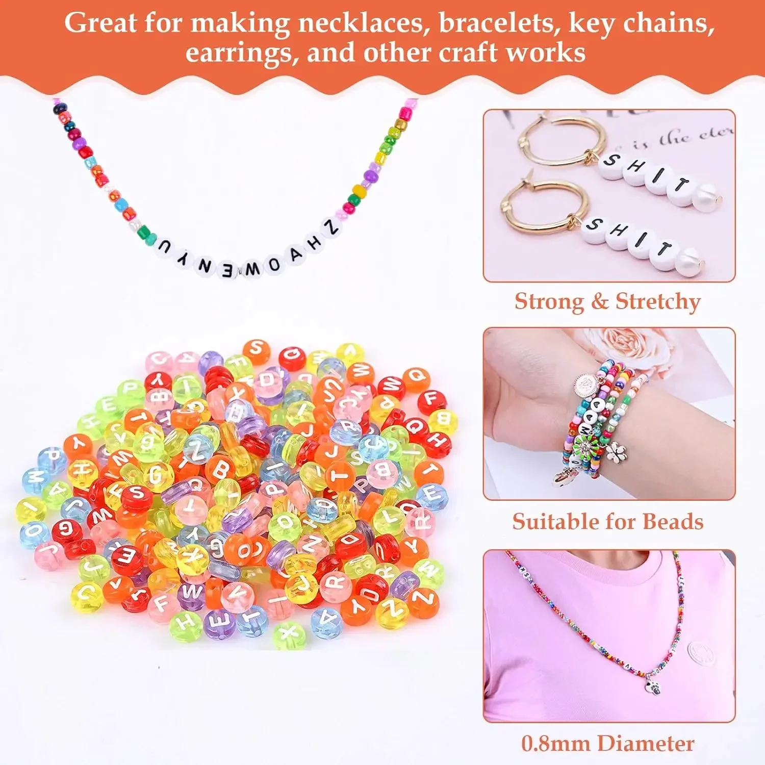 Acrylic Multicolor Letter Beads, 100-500pcs