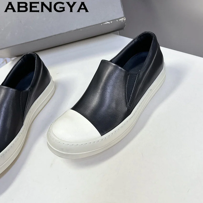 

Женские лоферы ABENGYA с круглым носком на толстой подошве, размеры 35-45, модные повседневные туфли из натуральной кожи для женщин