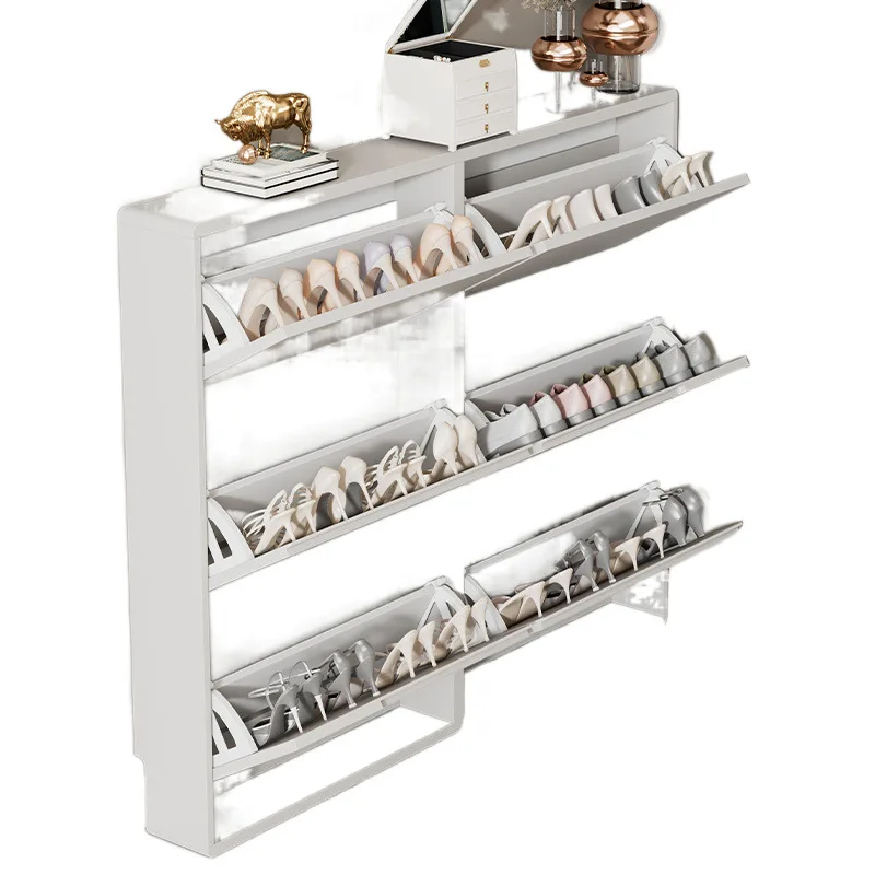 

Cream wind shoe cabinet, household door, ultra-thin tipping bucket entrance cabinet