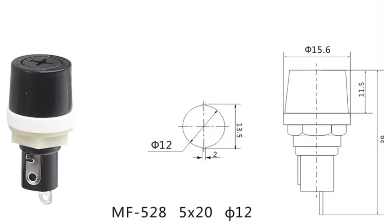 5pcs/set fuse 5X20mm Fuse Box MF528 glass tube holder Fuse holder short cross Copper parts NO.C3055