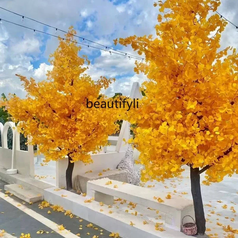 

Simulation Ginkgo Large Fake Trees Green Plant Autumn Art Gallery Exhibition Display Show Window Decoration Landscape Decoration