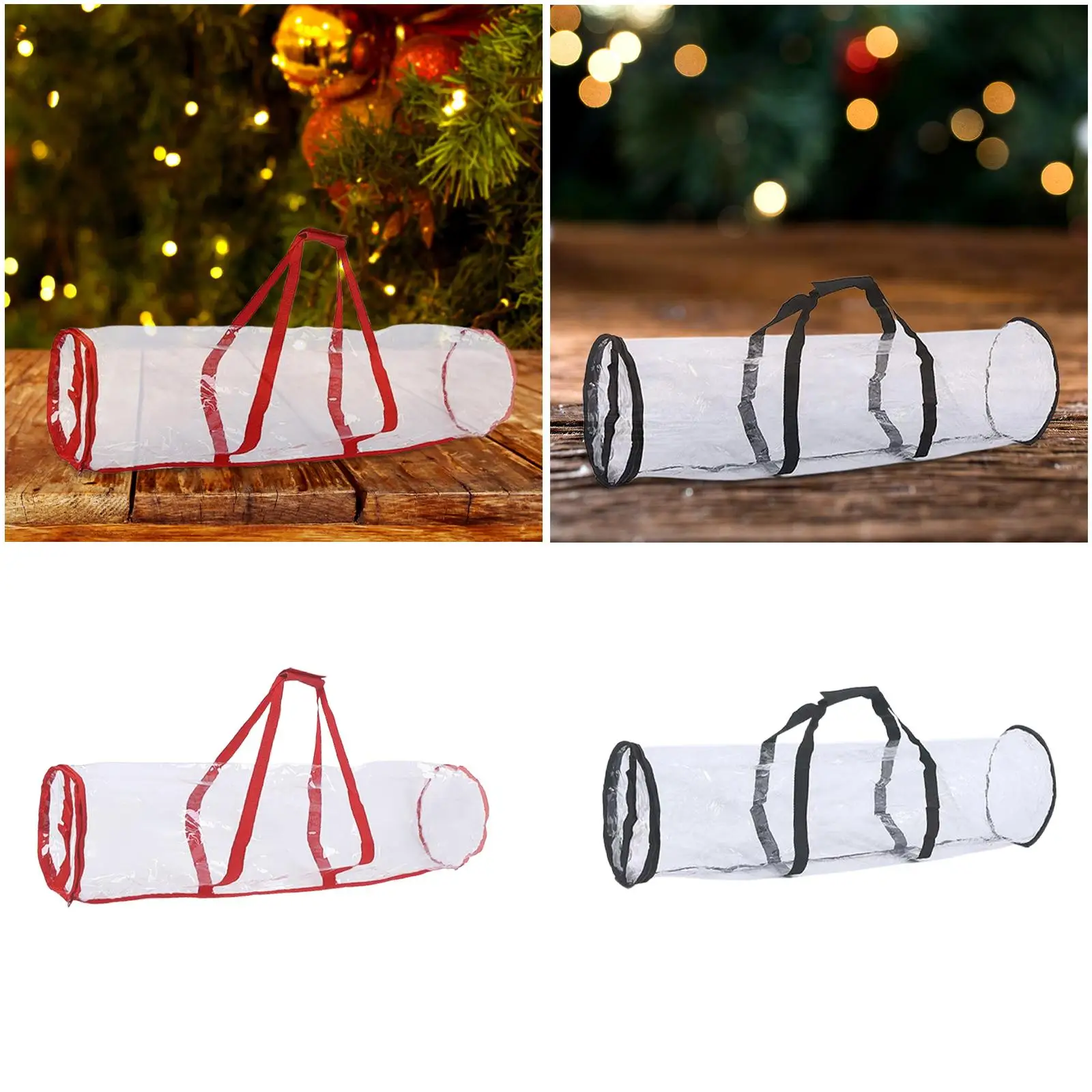 Wrapping Paper Storage Bag Under Bed PVC Zipper Closure Easy Carrying Gift Wrap Storage for Xmas Baubles Holiday Festival Stores