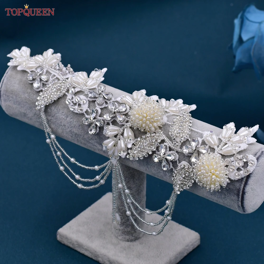 TOPQUEEN Luxury Beaded Tassel Applique Accessories Wedding Dress Patch Formal Clothing Patch Decoration Sewing S482