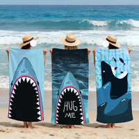 Cartoon Art Shark Big Mouth Seaside Funny Hug Me Towel Soft Beach Towels Quick Dry Pool Towel Travel Gym bathing Camp sport Gift