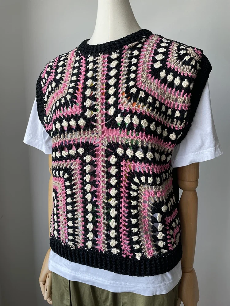 Handmade Crochet Retro Vest 2024 Summer Women Vntage Hollow Out Top Women Clothes