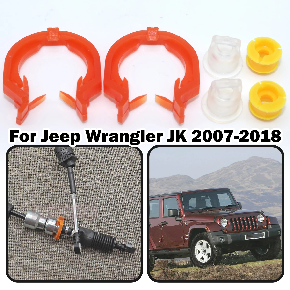 

For Jeep Wrangler JK 2007-2018 Auto Gearbox Pull Head Gear Shift Lever Cable Line Sleeve Transfer Case Shift Cable Retainer Clip