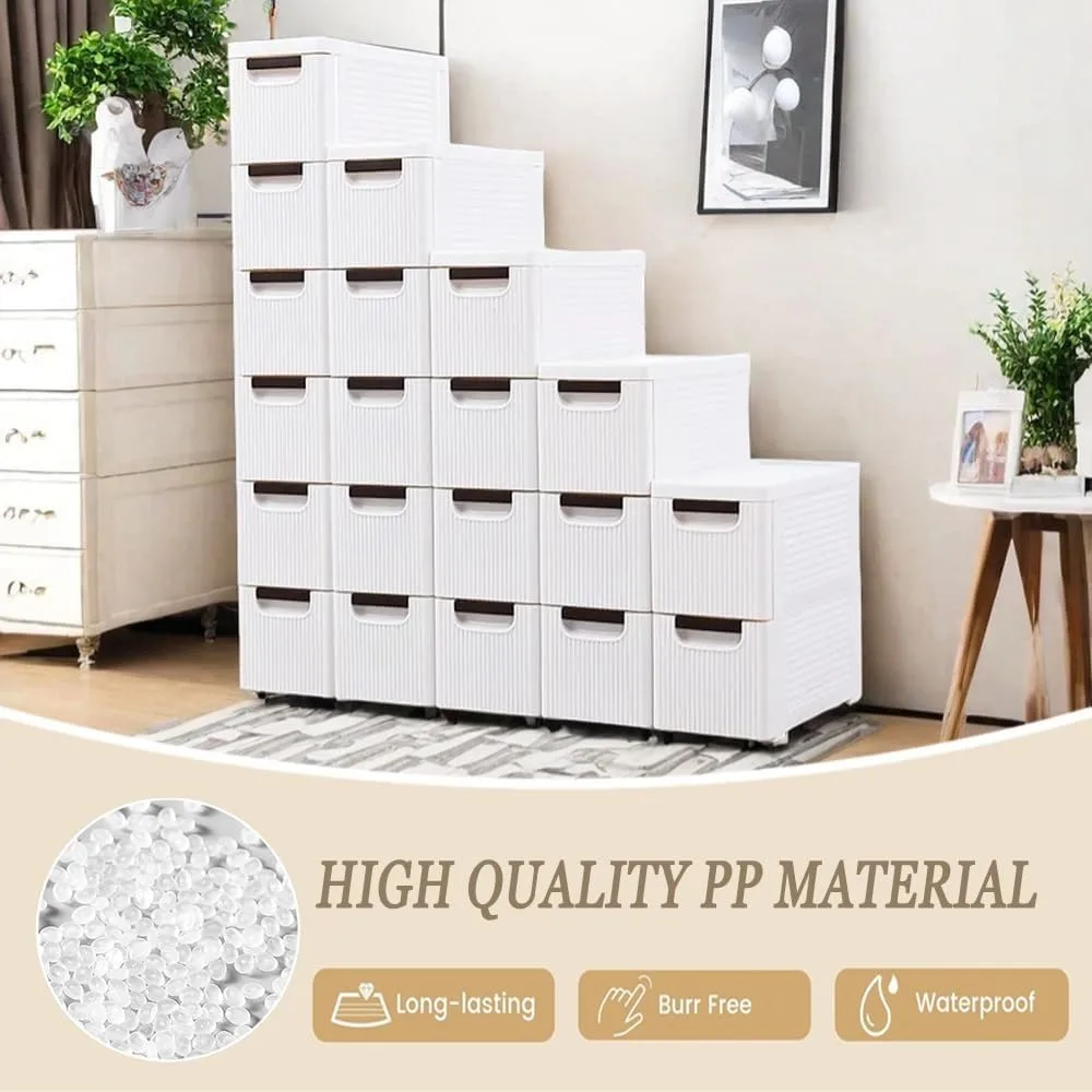 Gabinete de almacenamiento estrecho de 5 niveles con cajones delgados para baño y sala de estar, organizador de plástico con ruedas