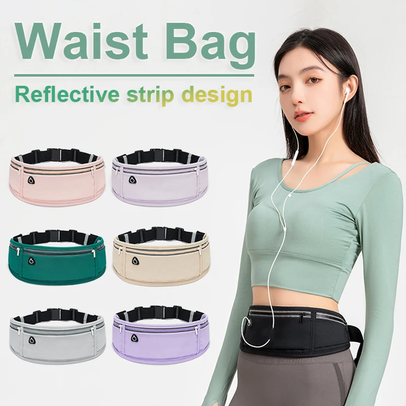 Waist Pack Double Pocket Fanny Pack Waterproof Cell Phone Belt Casual Traveling Running Cycling Hiking Sport Shopping Waist Pack