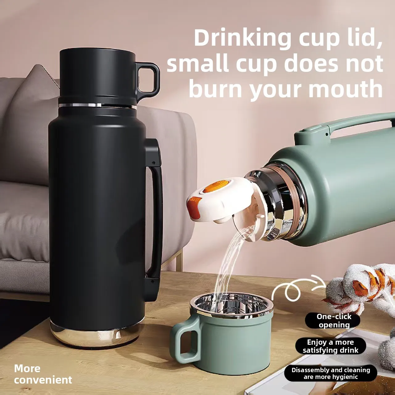 316 Stainless Steel Tea Separation Tumbler  Large Insulated Mug with Strainer & Rope for Car/Outdoor
