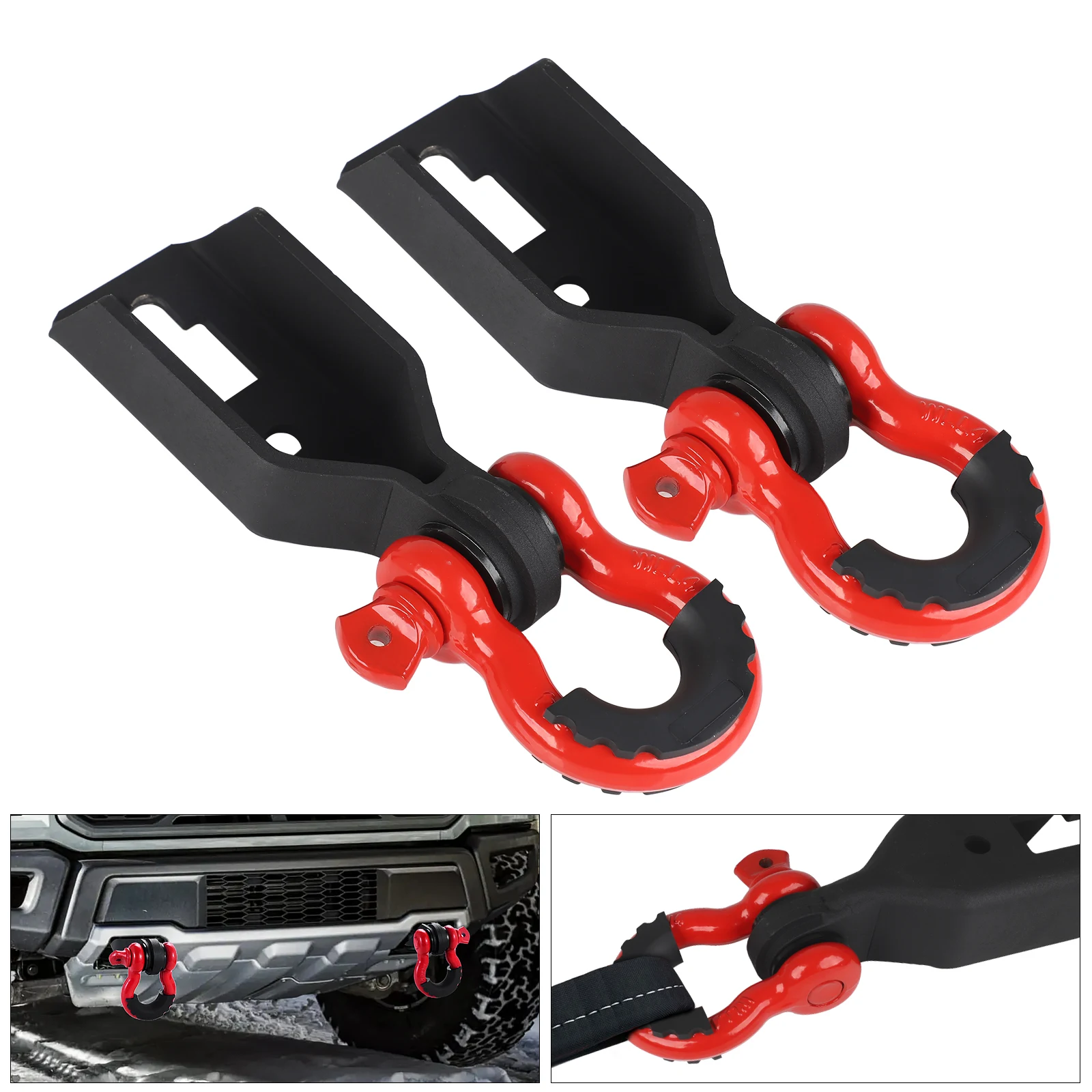 

CNSPEED Front Tow Hook Shackle Mount Kit For 2009-2023 Ford for F-150 with 3/4inch D Ring Shackles