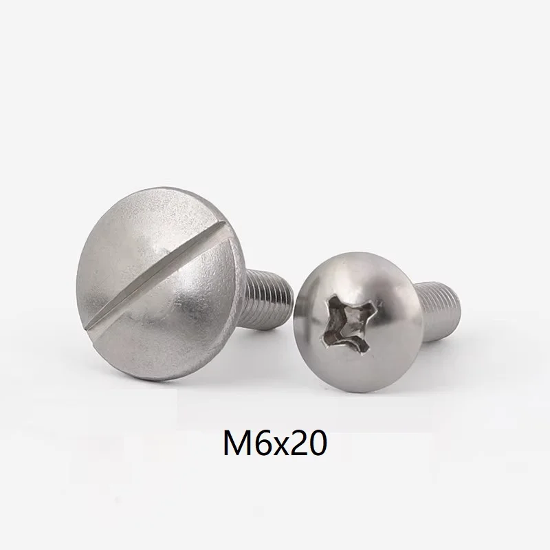 304 Stainless Steel GB947 Slotted Extra Large Truss Head Screws M2 M2.5 M3 M4 M5 M6 M8 Oversize Slotted Mushroom Head Bolts