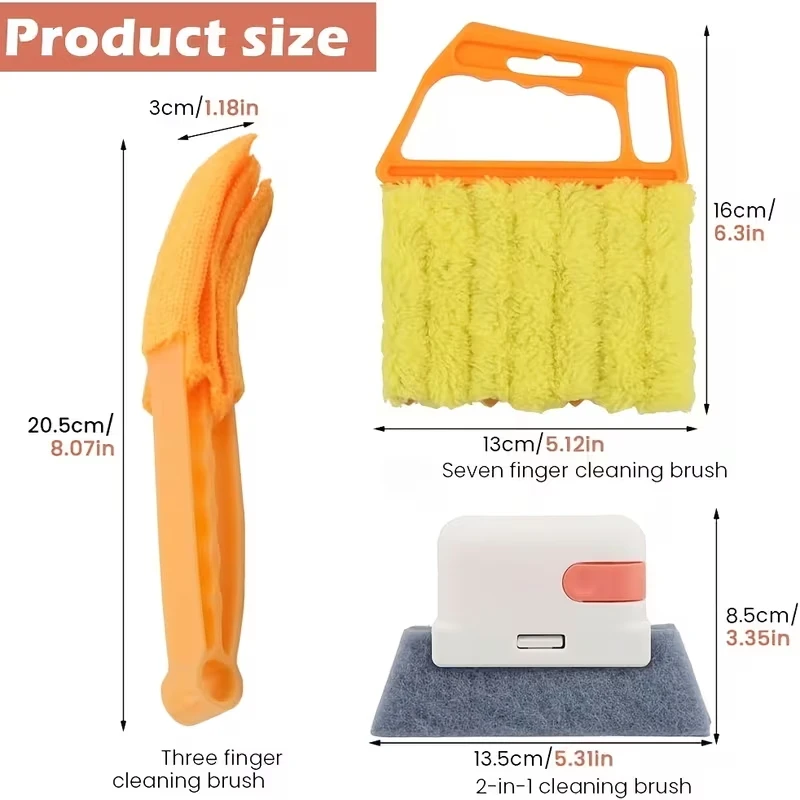 Multifunctional Door and Window Gap Cleaning Set, Window Track Cleaning Brush + Blinds Dust Removal Brush, Ultra-Fine Fiber Washable Cleaning Brush, Suitable for Window Grooves, Blinds, Air Conditioning Vents, Sliding Tracks, Car Air Vents, Household Hard-To-Reach Dust Removal Cleaning Tool Set