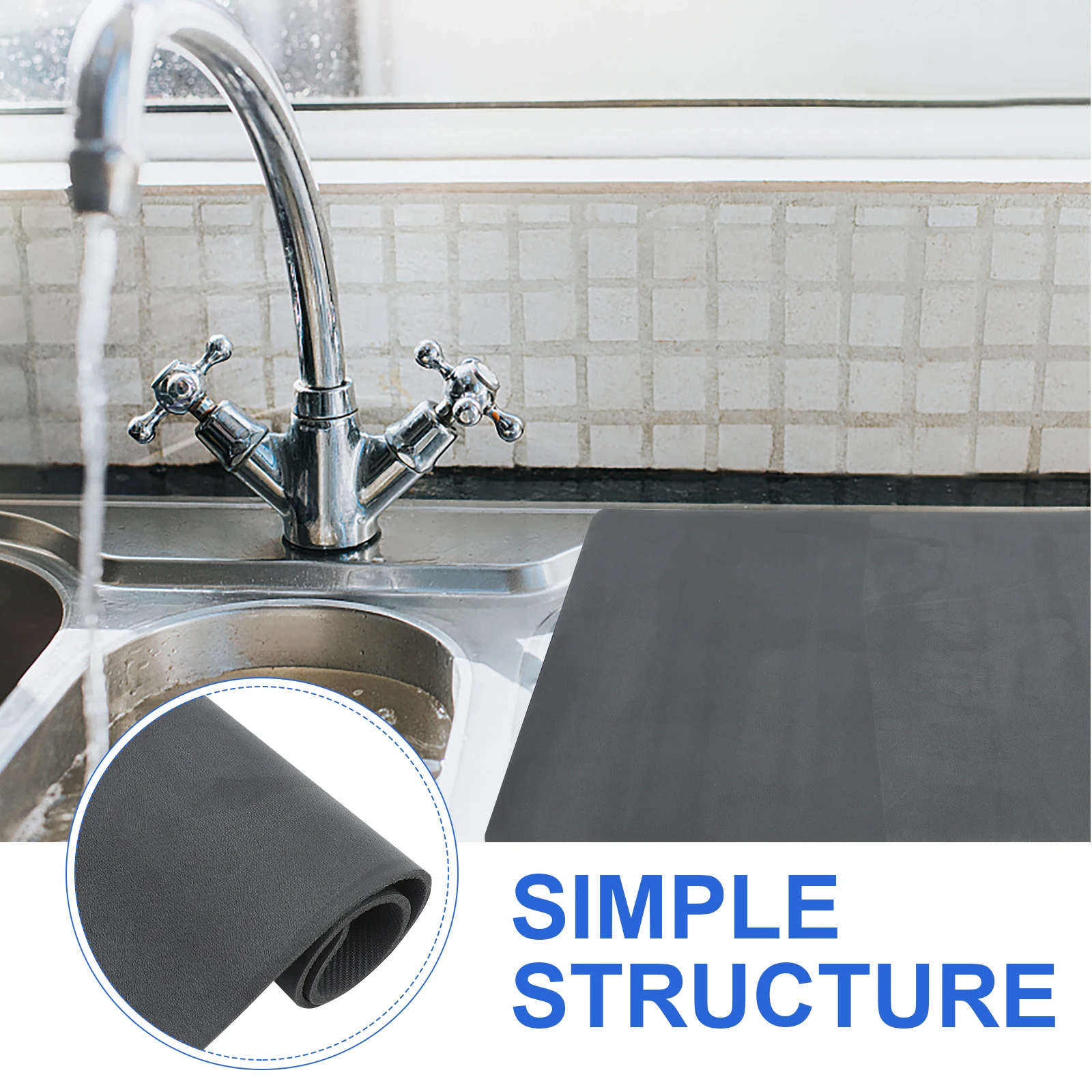 

Dish Drying Mat 50x60cm Shen Grey Water Absorbent Sink Mats Kitchen Counter Decorative Placemat Thickened Non Slip Pad Home Use