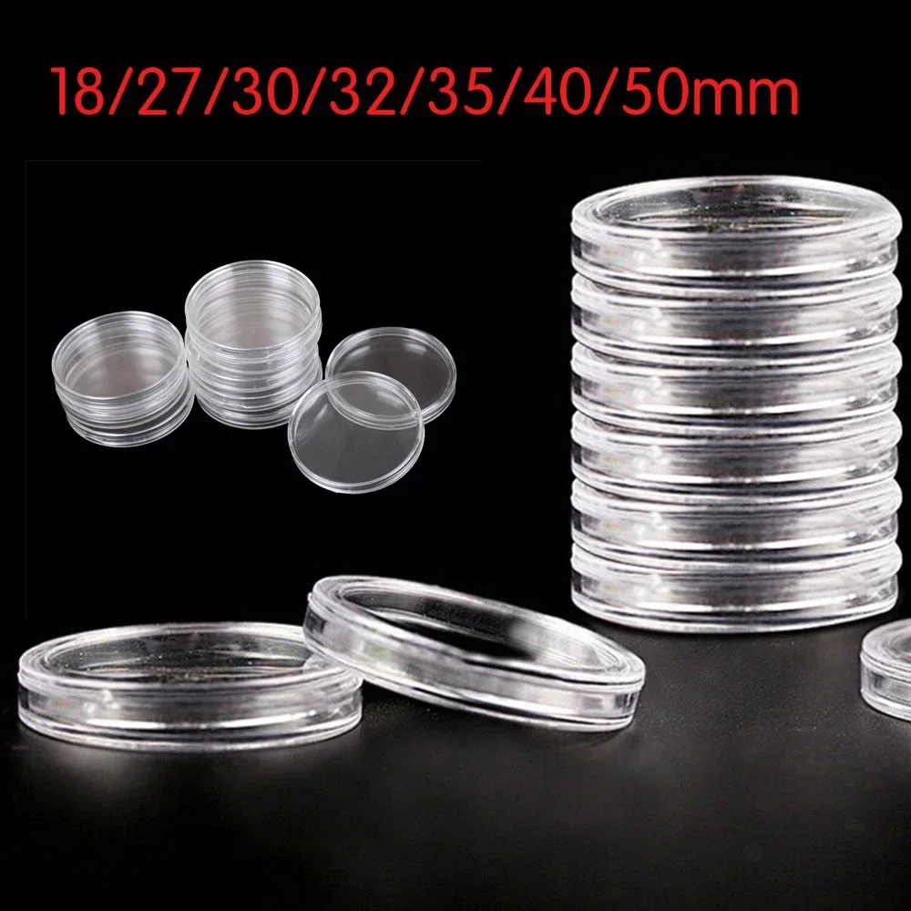 1Pcs/Lot Boxed Coin Capsules Coin Case Transparent Color 18/27/30/32/35/40/50mm