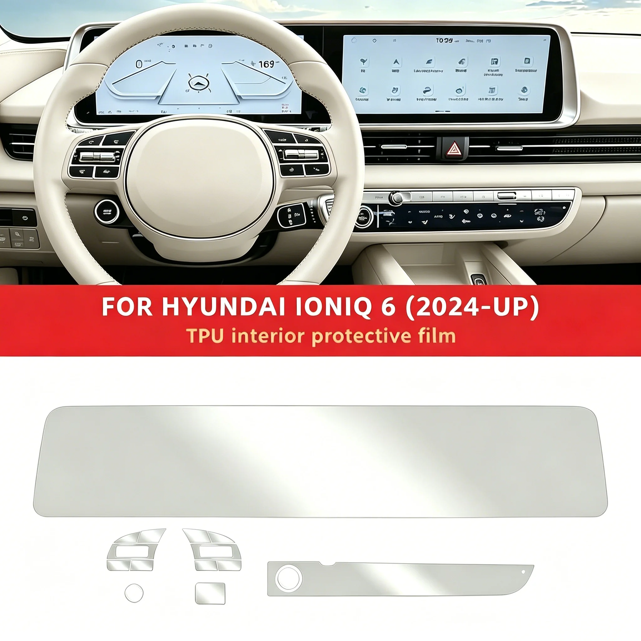 Film intérieur en TPU pour Hyundai Ioniq 6 2024-2026, accessoires de voiture, Protection transparente, autocollant dédié anti-rayures