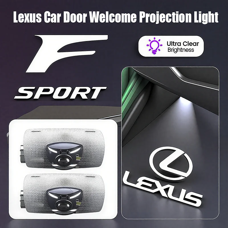 【セール中】2個 HD 車 ドア ウェルカムライト LED プロジェクター ランプ アクセサリー レクサス F SPORT ES RX NX LS UX LM LX GX LC RZ IS CT GS RC HS LBX用