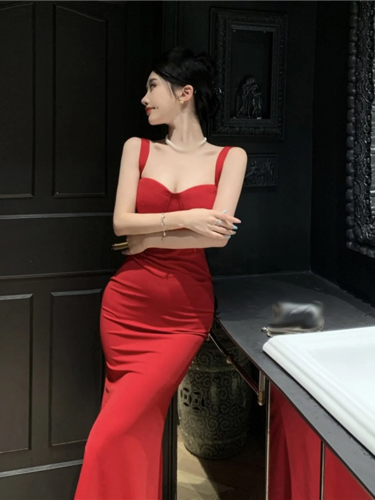 Godd Sle Long Fi Tail ثوب صيفي جديد Faion اللون مثير سليم صالح Strapl Dr العصرية المرأة الدكتور