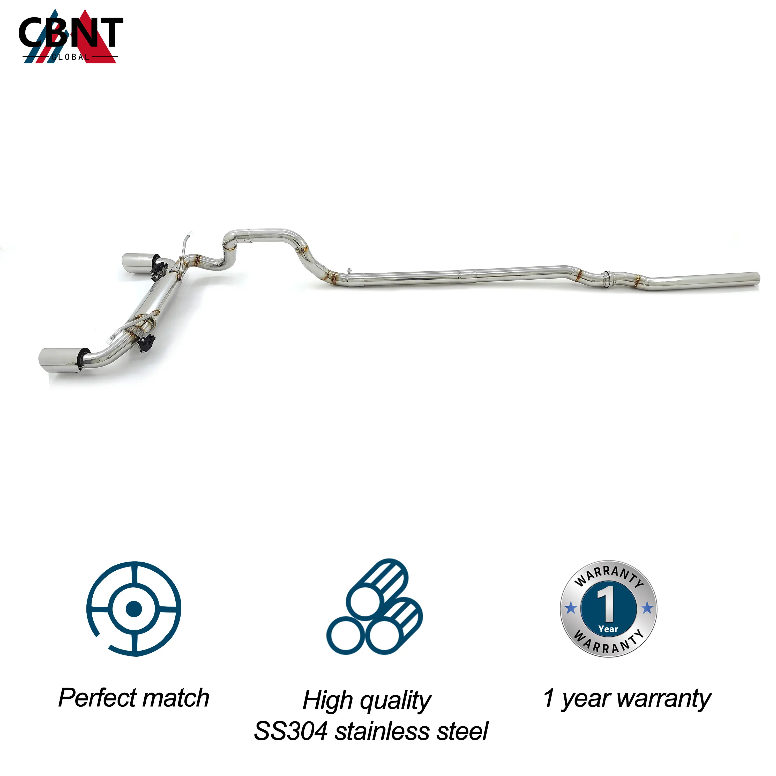 CBNT Valved Exhaust Catback for Jeep Wrangler JL 2.0T Valvetronic Exhaust-pipe SS304 Exhaust System with Valve Muffler