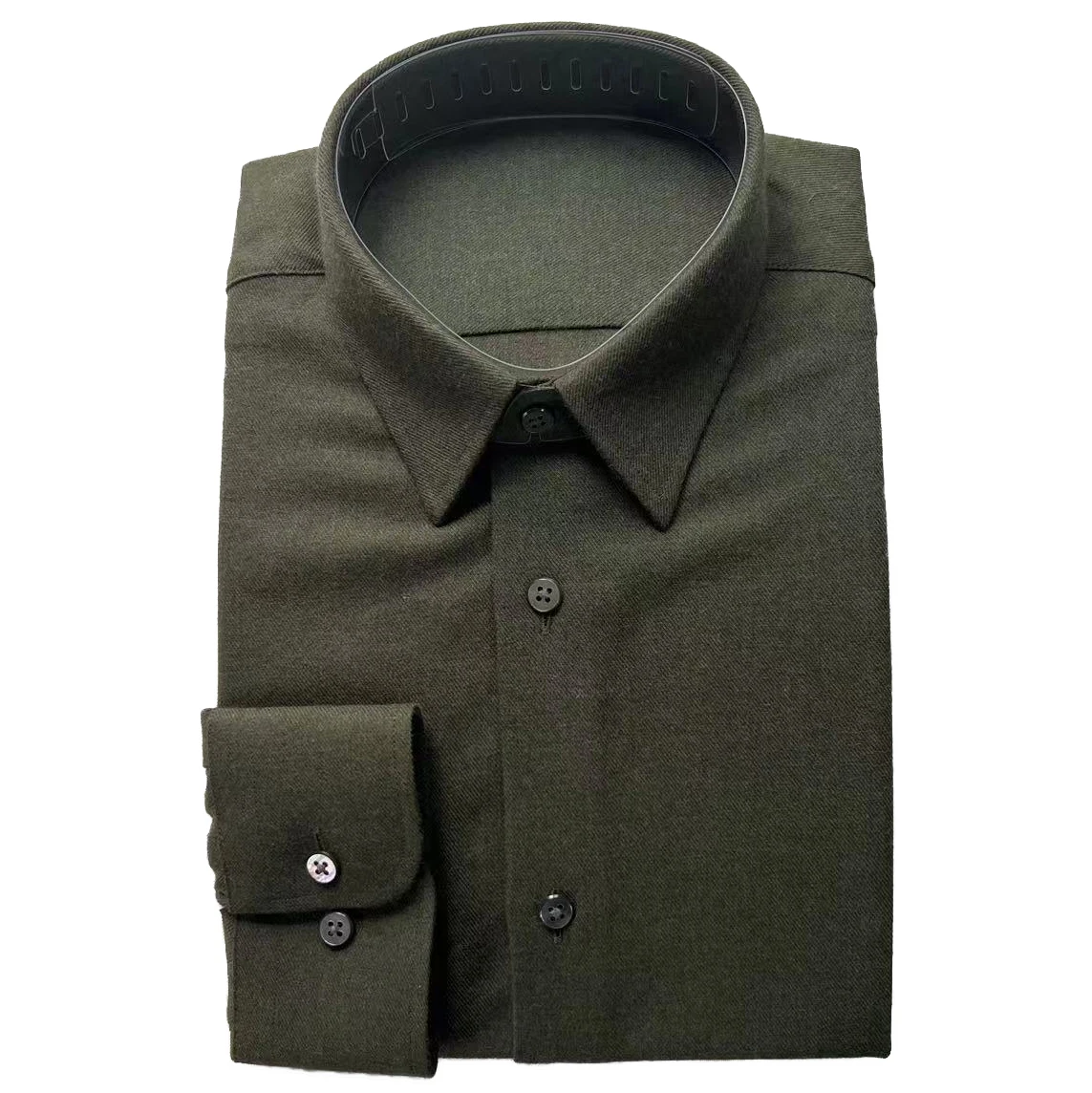 

2026 Trendy Luxury 100% Cotton Flannel Dress Shirts Custom Tailored Shirts Dark Green Shirts Custom Made Dress Shirt Comfortable