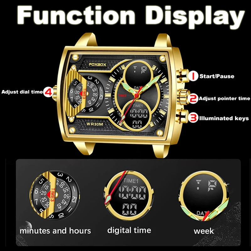 FOXBOX 2024 Original Quartz Men\'s Watch Top Luxury Brand Classic Waterproof Mesh Strap Business Men\'s Watch Relogios Masculino