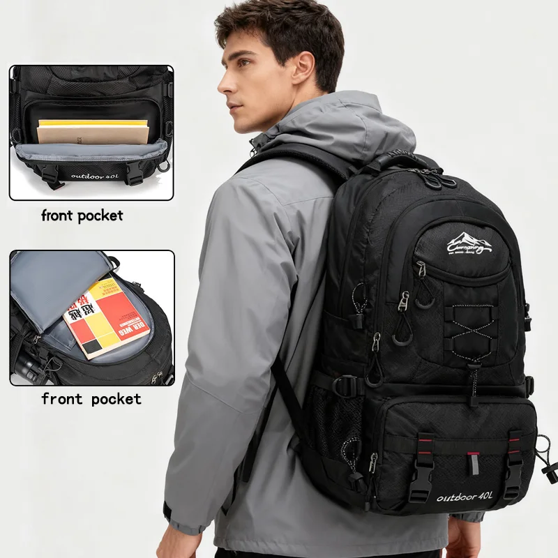 Mochila de viaje de 40L, mochila ligera impermeable, mochila de senderismo para viajes, deportes, camping, hombres y mujeres, iluminación para senderismo al aire libre