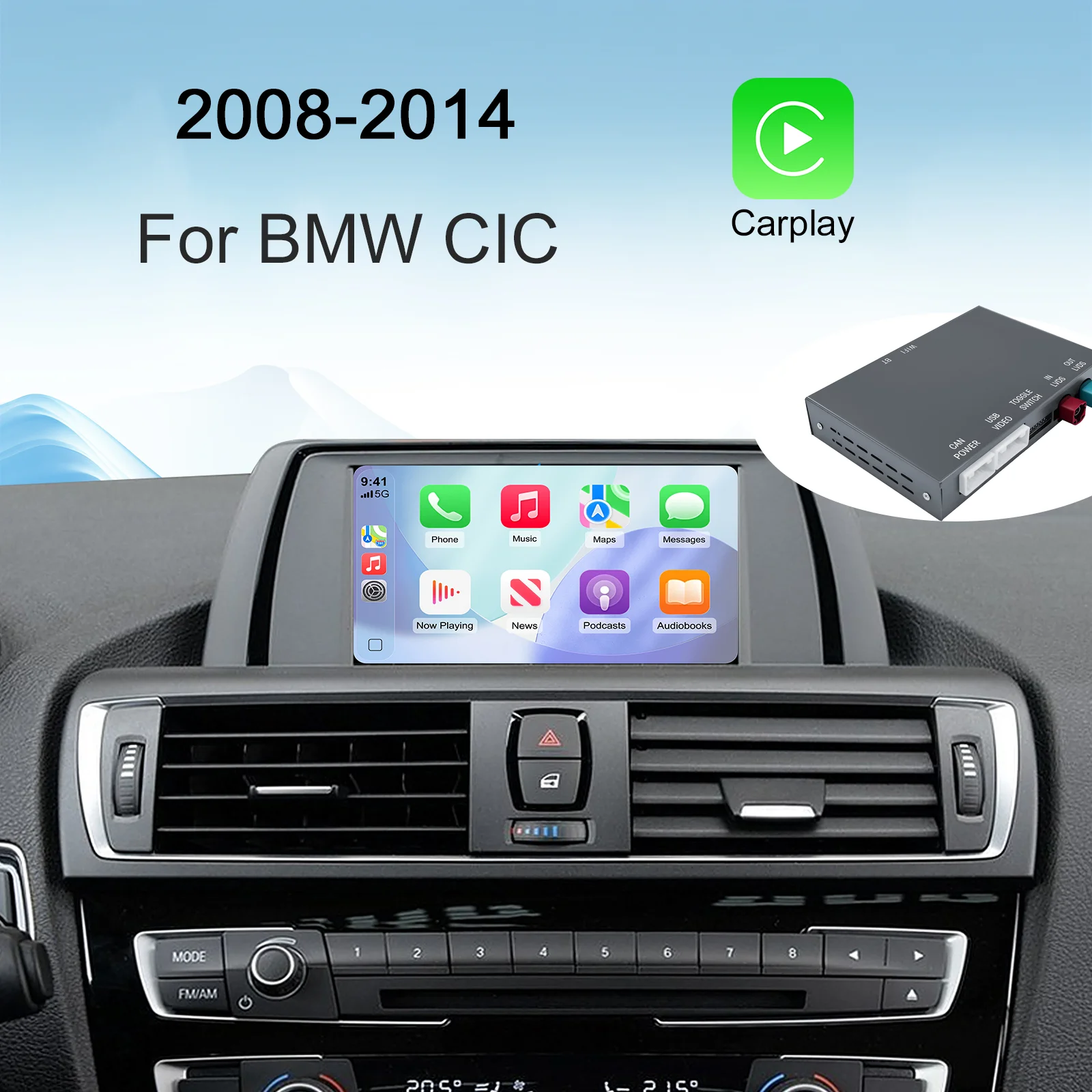 Ezonetronics Wireless CarPlay Android Auto Retrofit Kit Decoder Box for 2008-2014 BMW CIC 1 3 5 6 7 Series/ X1 X3 X5 X6 Z4/ MINI