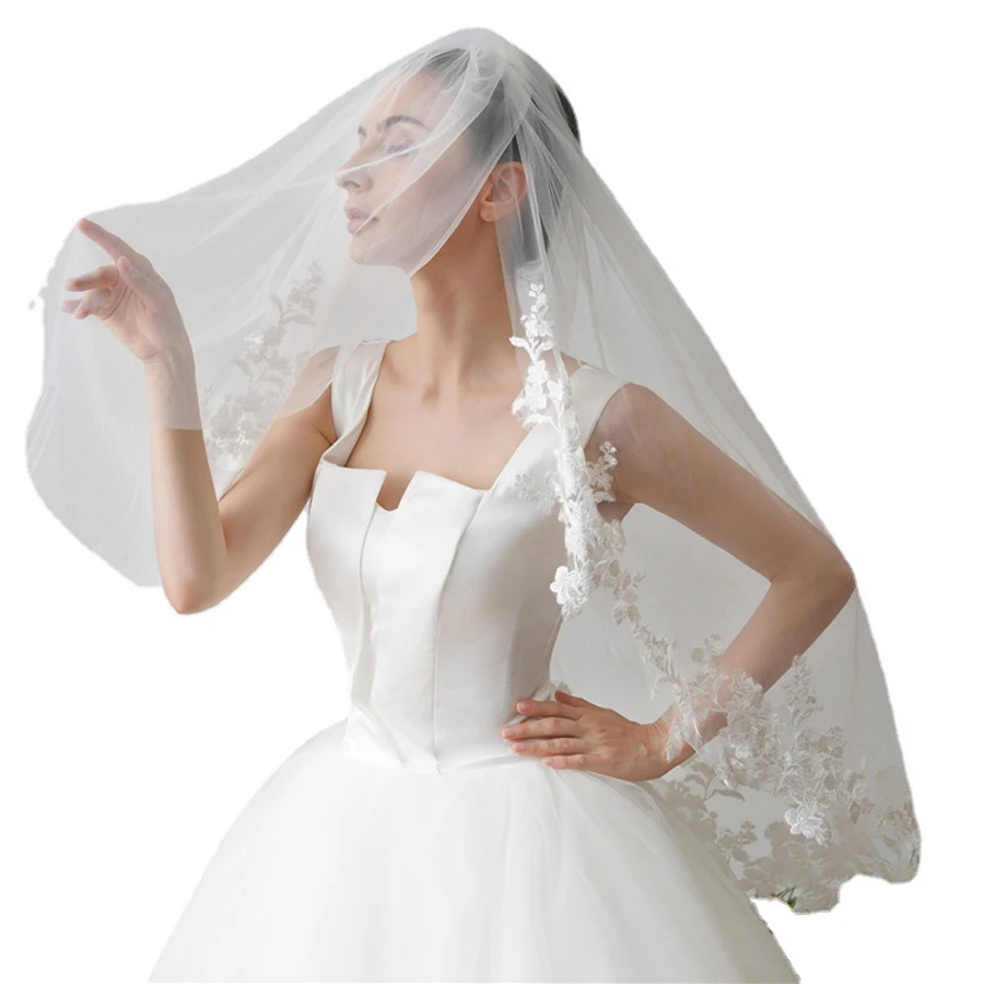 New Arrival Short Wedding veils for bride Velos de novia Mariage wedding accessories Welon matrimonio Ivory Bridal Veils