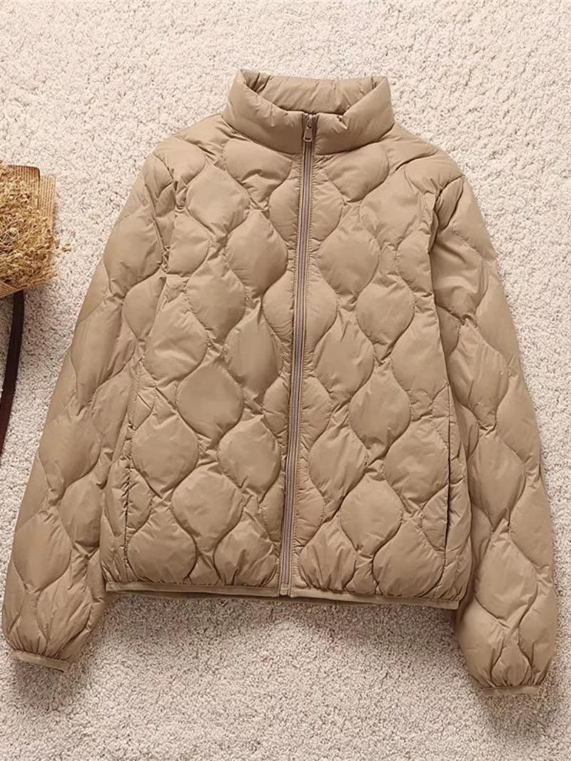 

2025 Spring Autumn Lightweight Cotton Jacket for Women, Short Style Standing Collar Versatile Zipper Coat