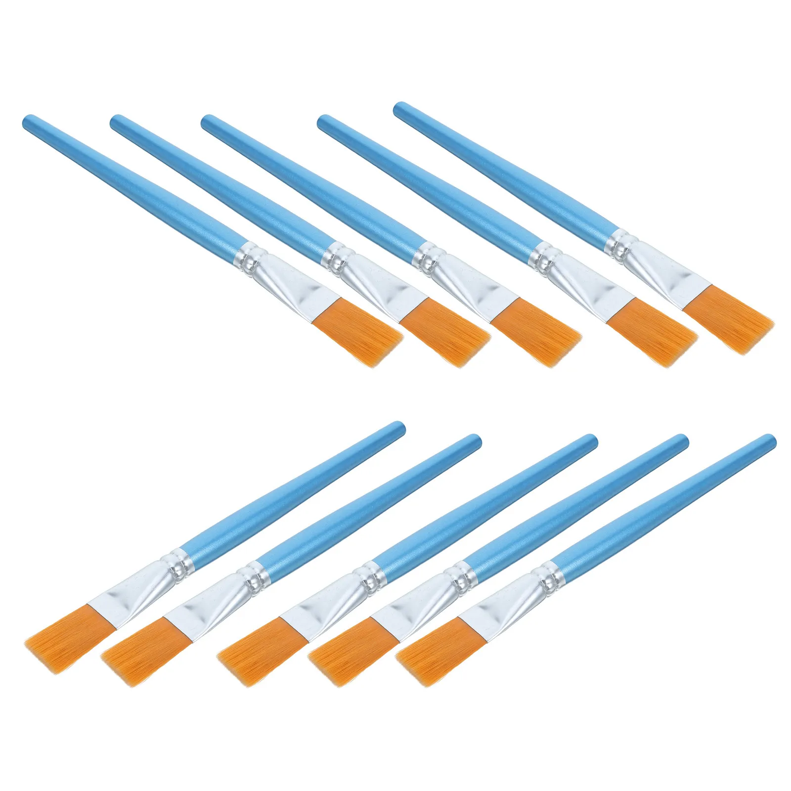 10Pcs 's Painting Brushes Flat Nylon Hair Soft Wooden Handle Multi Purpose Paintbrush Set for Acrylic Watercolor Face
