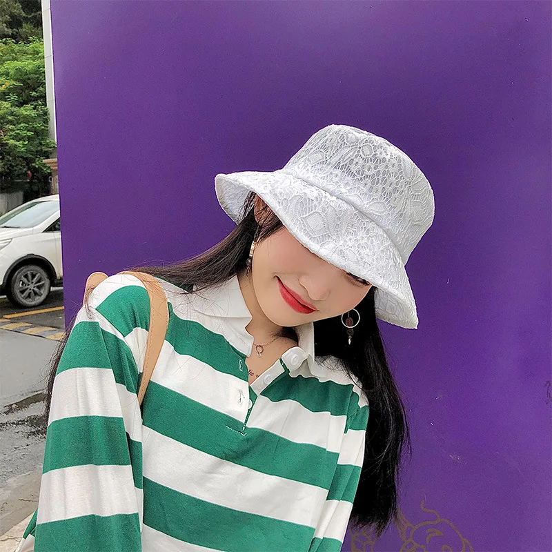 New Lace Bucket Hat for Women Summer Sun Hat Girls  Beach Sun Hats Panama Hat Breathable Fisherman Cap