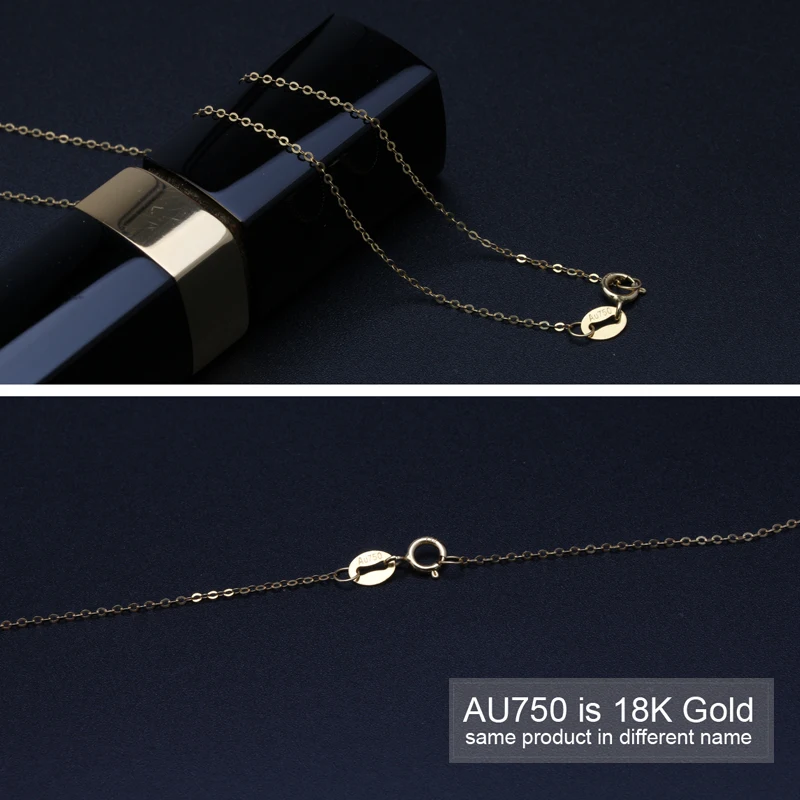 Wedding 18K Gold Necklace Chain Au750,Yellow Gold Necklace Wife Mother Girls Birthday Annniversary Gifts 18 Inch