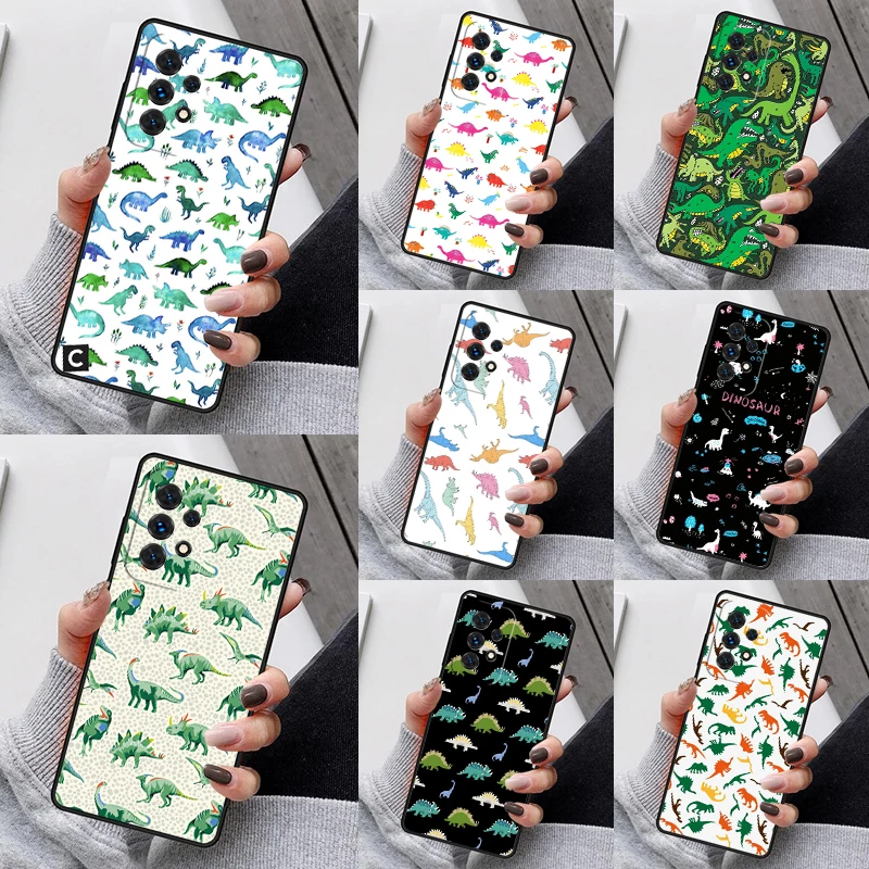 Dinosaur Pattern Phone Case For Samsung Galaxy S23 S21 S20 FE S24 S22 Ultra Note20 S10 S9 S8 Plus A40 A52 A12 A13 A53