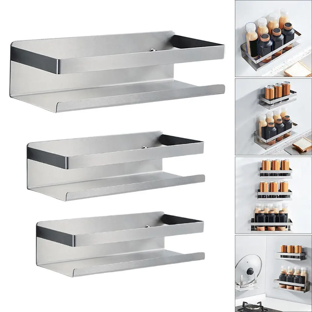 Spice Rack Shelf Brackets for Kitchen Bathroom Countertop Easy to