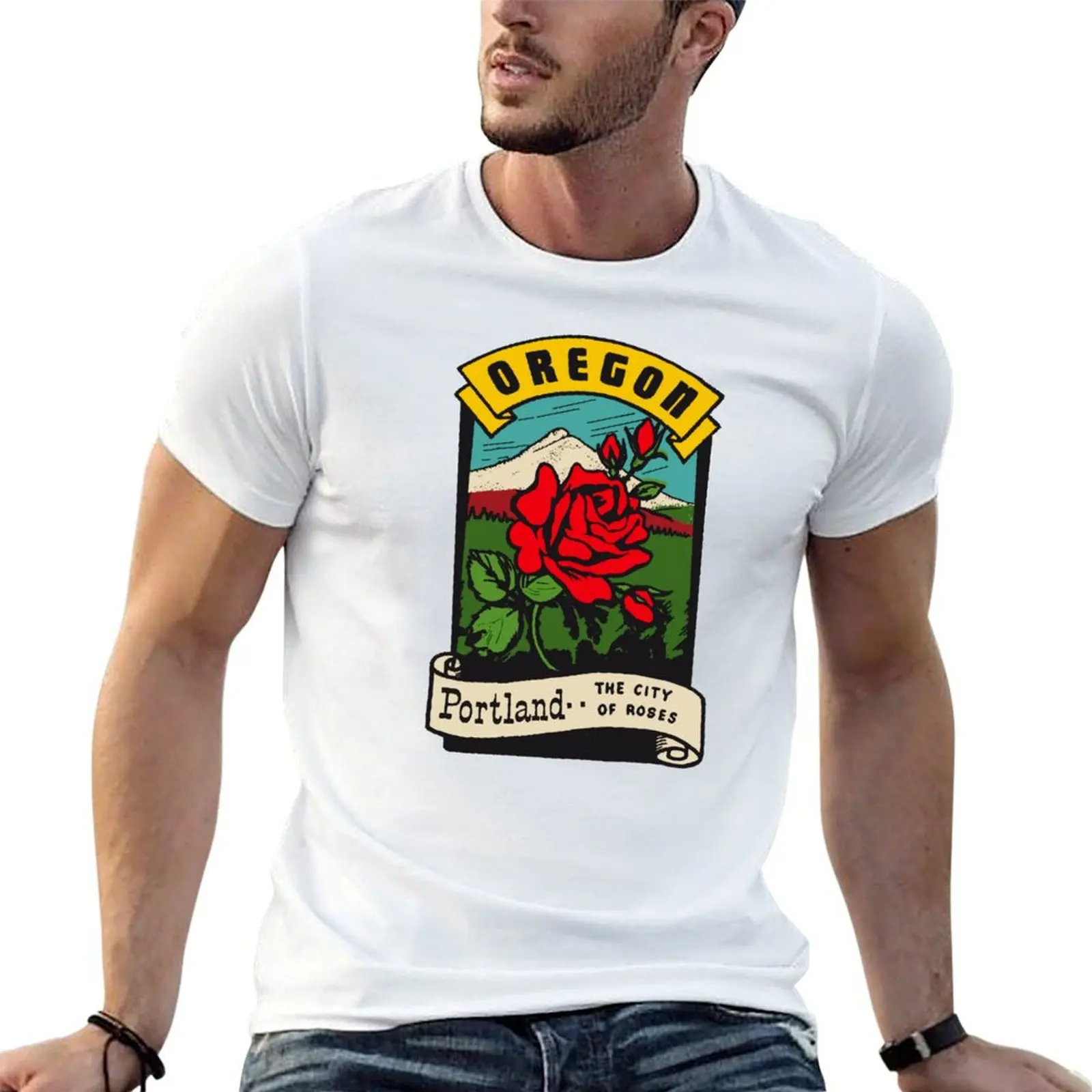 Vintage Portland Decal T-Shirt Aesthetic clothing plus size tops funny t shirts for men