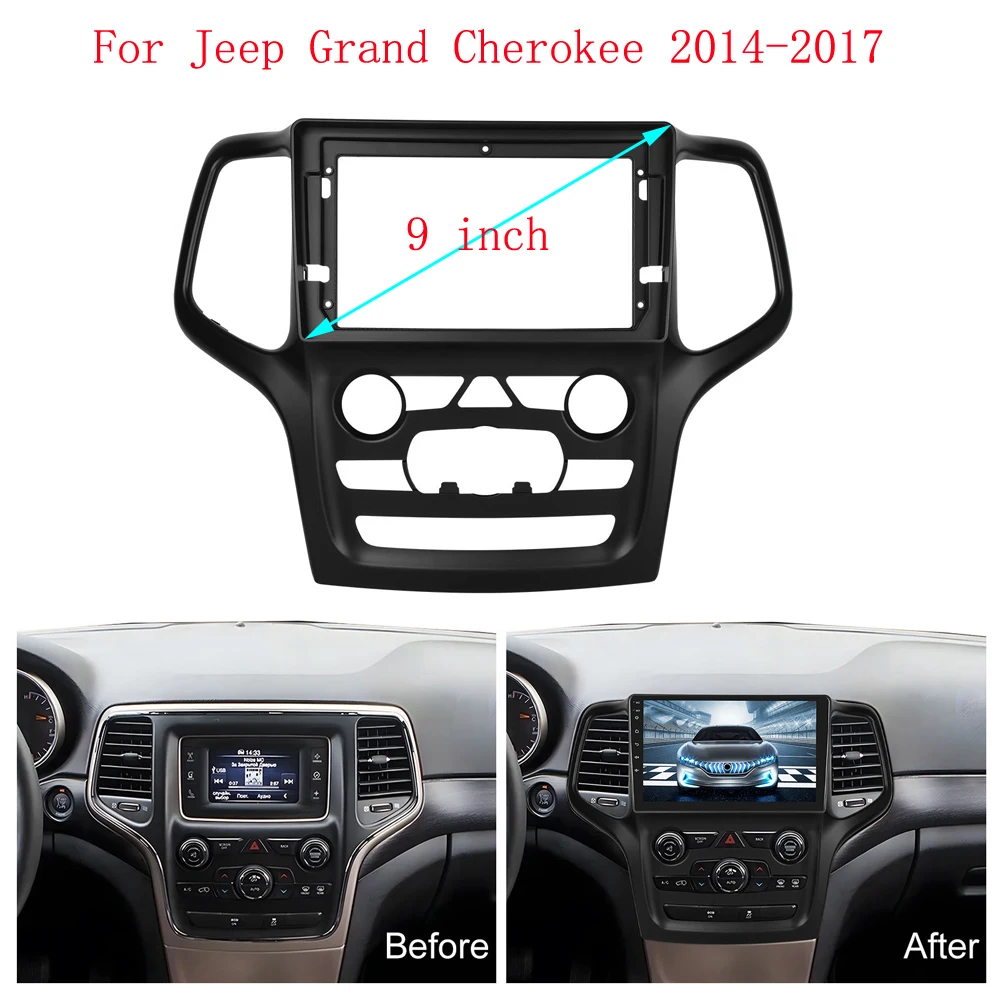 

9-дюймовая панель для JEEP Grand Cherokee 20014-2017, автомобильное радио, стерео, головное устройство 2 Din, GPS, MP5, Android-плеер, рамка для приборной панели