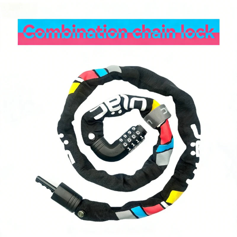 

Велосипедный 4-значный кодовый цепной замок | Стальной противоугонный замок длиной 1 м для горных и шоссейных велосипедов, портативный защитный велосипедный замок