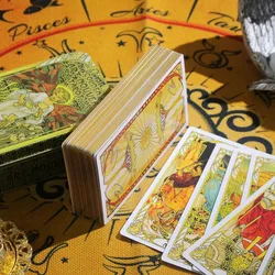 Tarot card game, ferro box, dourado, art, art, 12x7 cm