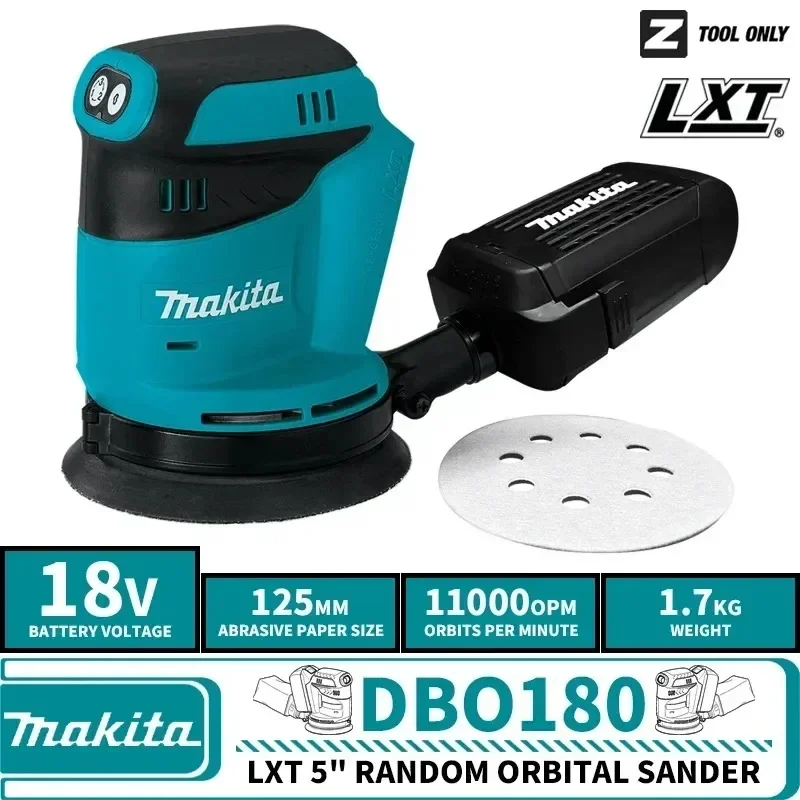 

Makita DBO180Z 18 В бесщеточный аккумуляторный диск случайный орбитальный шлифовальный станок деревообрабатывающий шлифовальный шпатлевка полировка голый инструмент