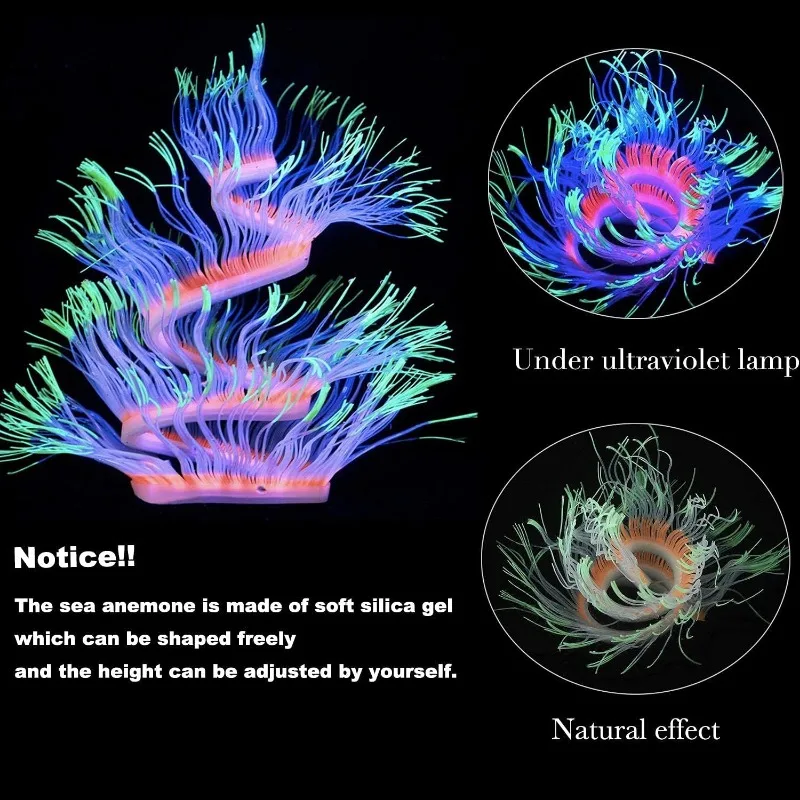 4 Pieces Aquarium Fish Tank Decorations with Glowing Effect Silicone Glow Artificial Ornament Coral Reef Plants Accessories