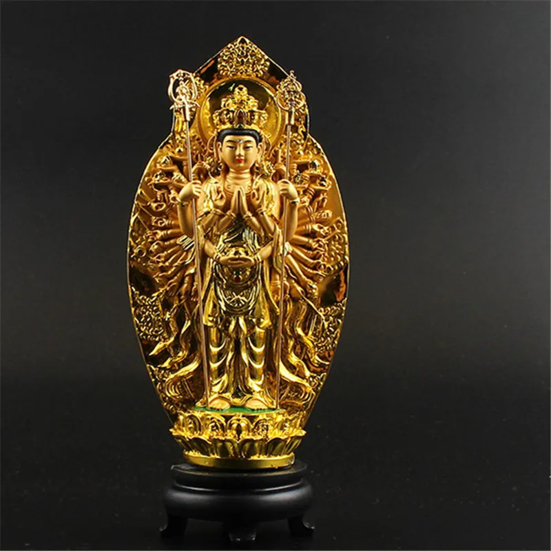 Lucky Buddha Kwan Yin StatueThe Thousand-Hand Bodhisattva Guan Yin Figurine Buddhist Statues Sculptures Home Decor For Good Luck