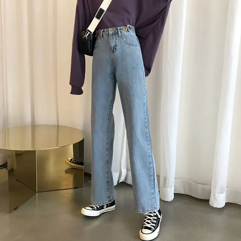 2024 Autumn New All-match Retro Chic Streetwear Vintage Jeans Korean Fashion High Waist BF Oversize Wide Leg Straight Trousers
