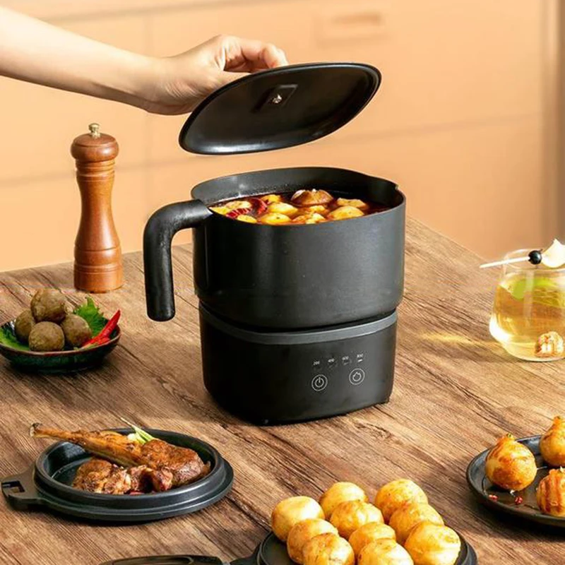 Folding Electric Rice Cooker Noodles Soup Stew Skillet Eggs Frying Pan Barbecue Grill Pancake Pie Oven Takoyaki Maker Hot Pot