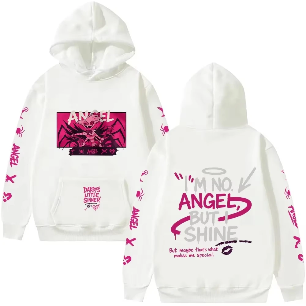 Hazbin Hotel Angel Dust Hoodie Graphic Anime Pullovers Fleece Warm Demoncore Streetwear Cute Edgy Oversized Unisex Cotton Hooded