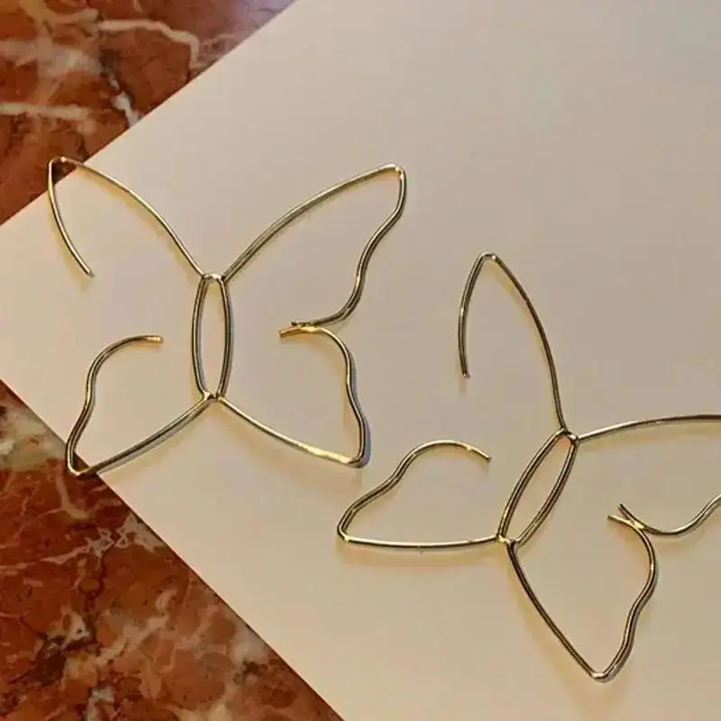 New 2026 Korean Style Butterfly Hoop Earrings Abstract Outline Silhouettes Earrings For Women Fashion Jewelry Gift Accessories