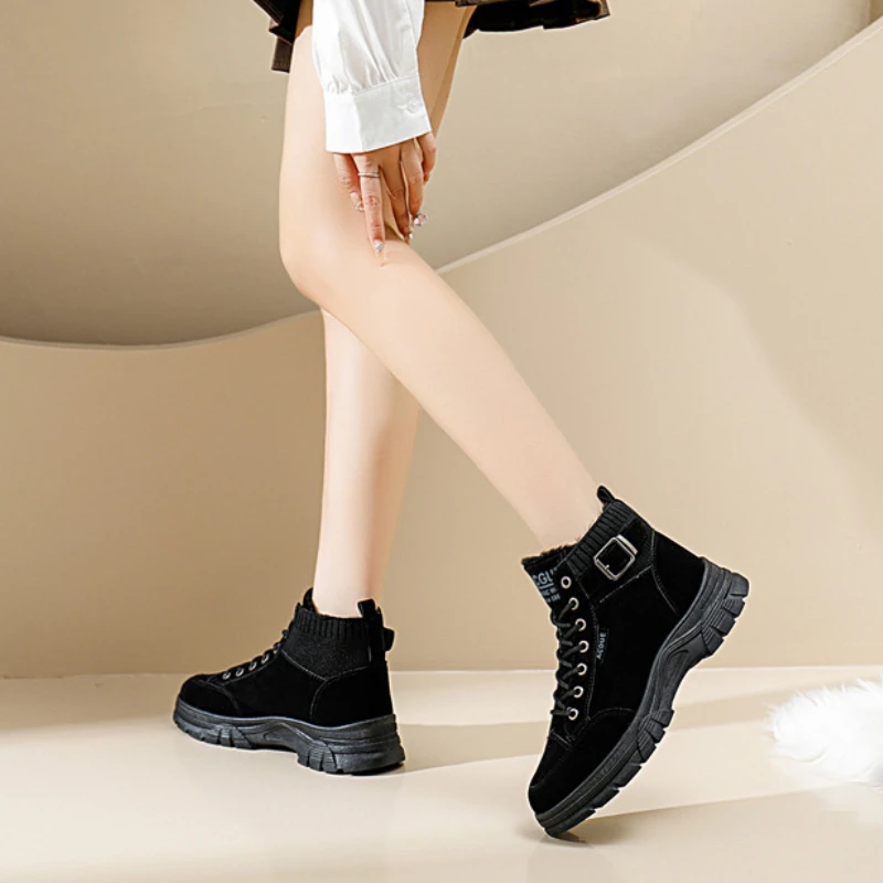 Ankle Boots Women Winter 2024 Trend Plus Plush Warmth Quilted Shoes Woman Casual Comfort Skateboard Snow Boots Botas Femenina