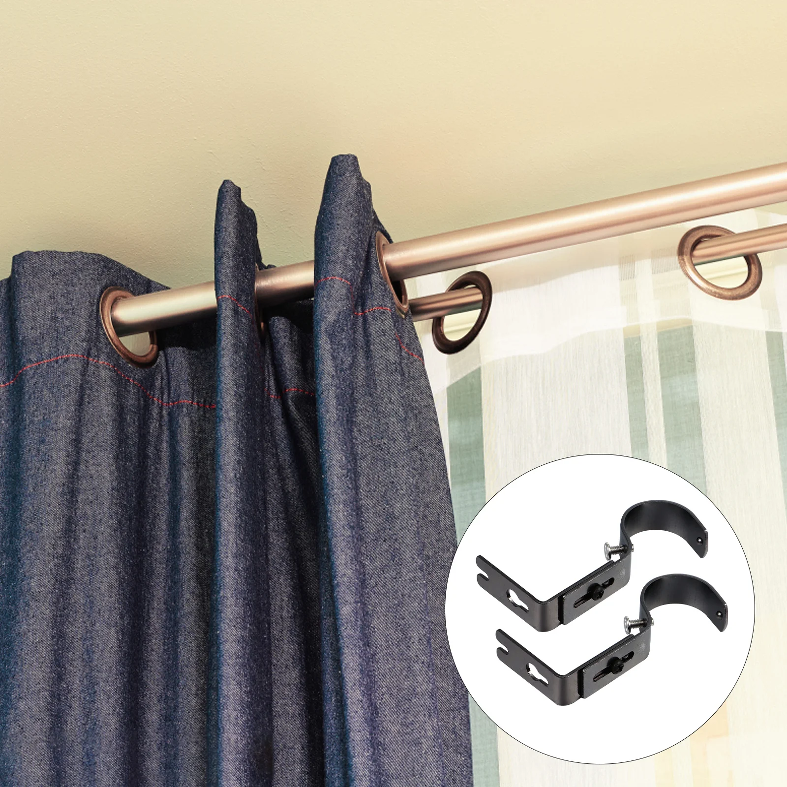 

2pcs Curtain Rod Brackets Iron Wall Mount For Window Shade Wardrobe Shower Drapery Holder Blind Support Bracket