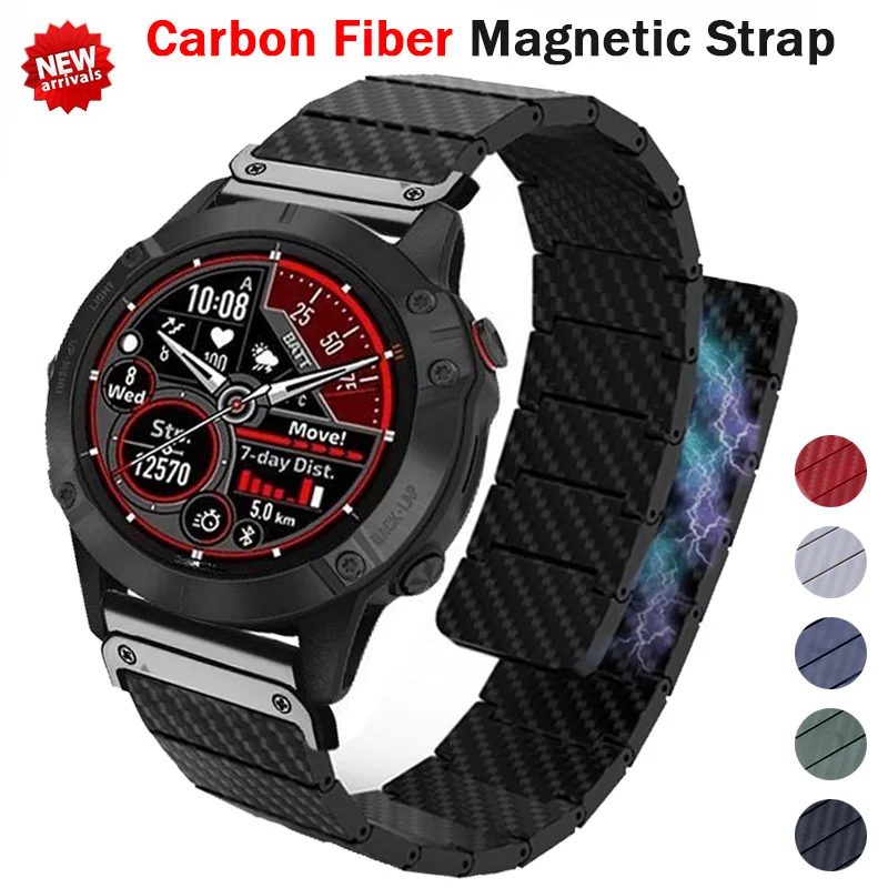 

Pop 22 26mm Carbon Fiber Pattern Strap For Garmin Fenix 7 7X 6 6X Pro 5 5S Plus Descent MK1 Magnetic Smartwatch Band Forerunner